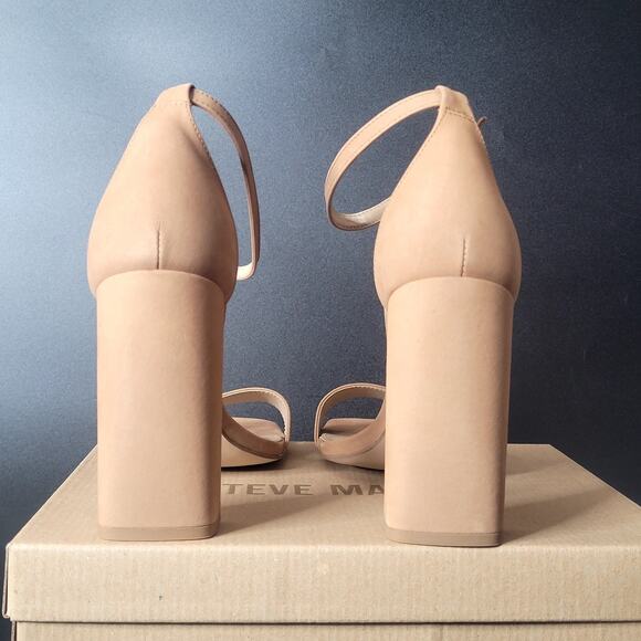 Steve Madden Tiaa Sz 11 Camel Nubuck Leather Chunky Comfy Cute Block Heels NWB - Picture 3 of 9